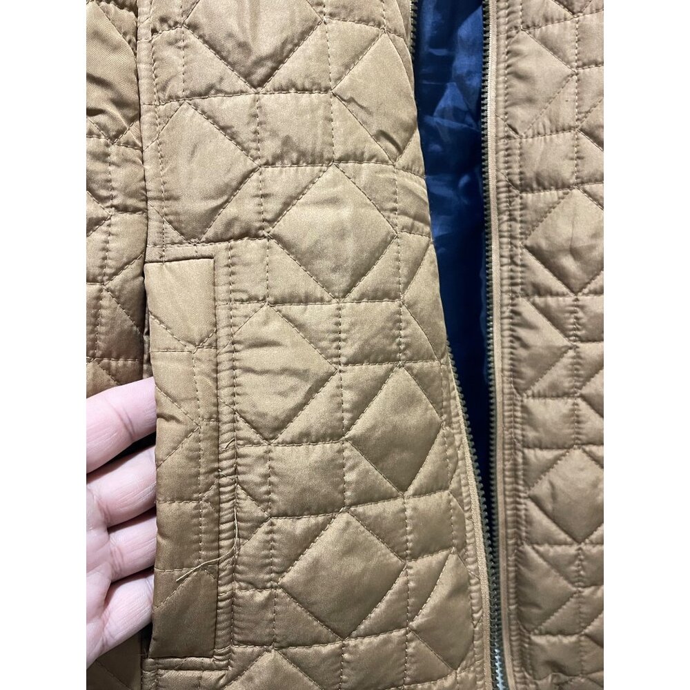 G.H. Bass & Co. Women’s Quilted Jacket Size L Brown Ribbed Sleeves Zip Up - Picture 5 of 16